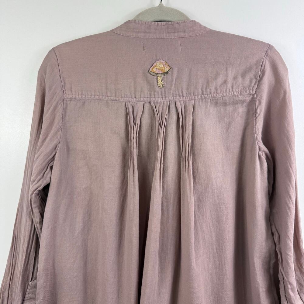 April Cornell Burnished Lilac Mushroom Artist Smock Tunic Small Embroidered - Picture 11 of 15